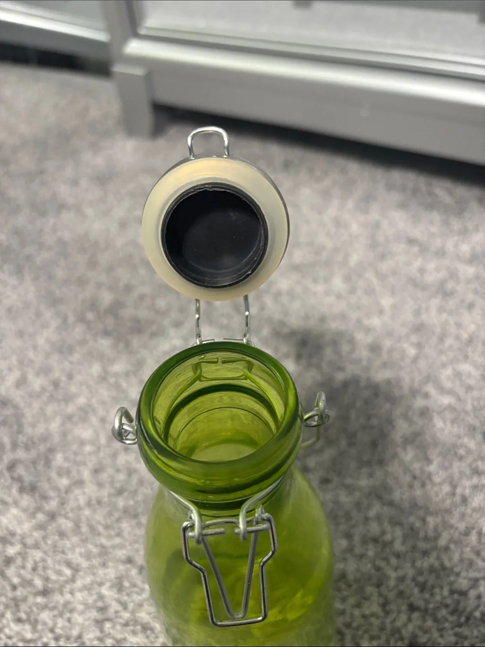 Green Glass Bottle with Swing Top Cap